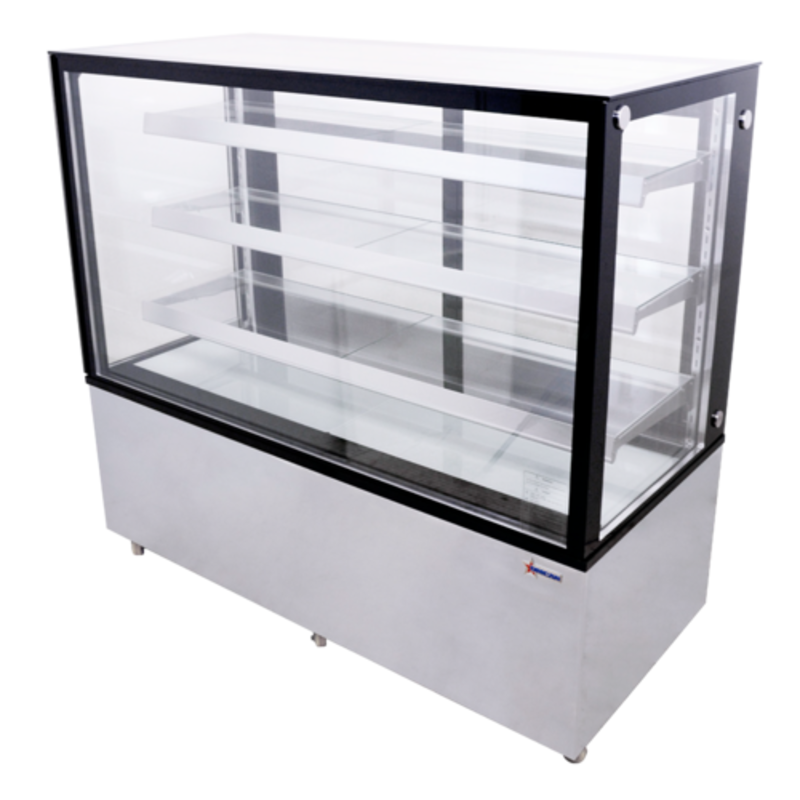 60 Inch Refrigerated Bakery Display Case With Glass Shelves For Chilled Pastries And Desserts