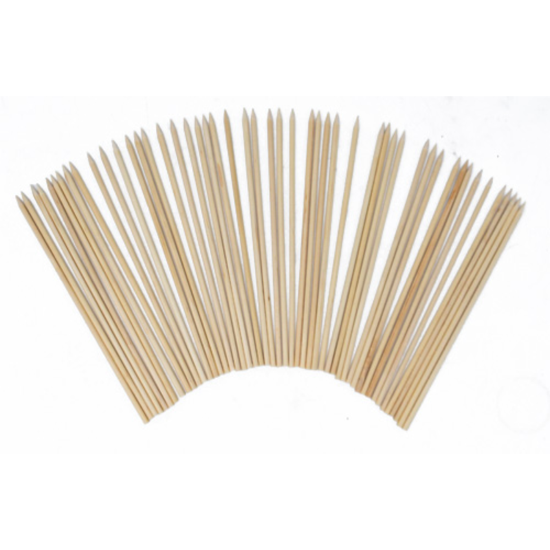10 Inch Wooden Grilling Skewers Arranged In A Fan Pattern For Grilling And Food Presentation