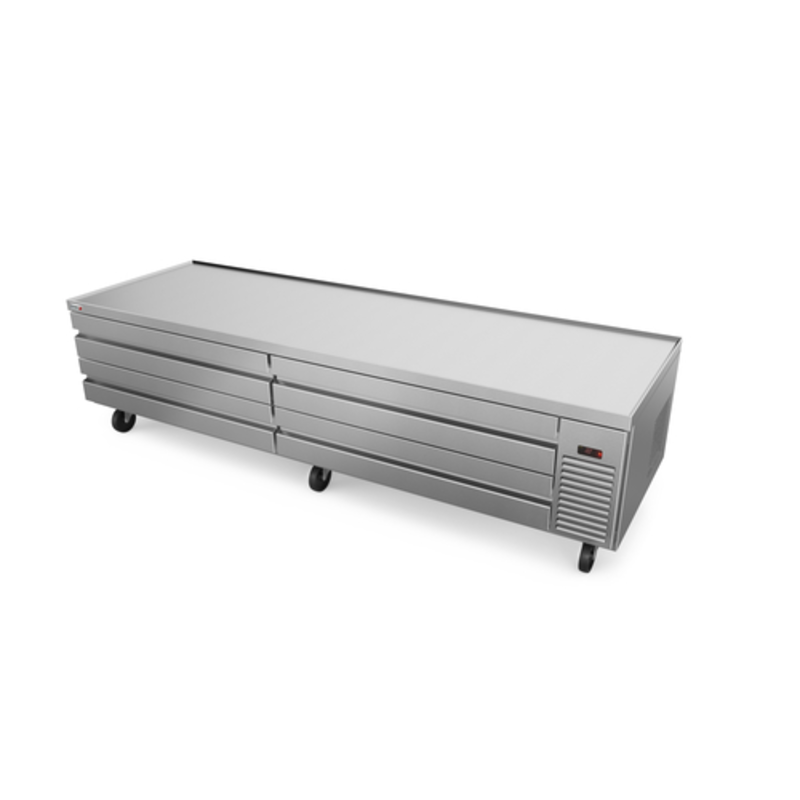 Fagor Refrigerated Chef Base with Four Drawers on Wheels for Convenient Kitchen Storage