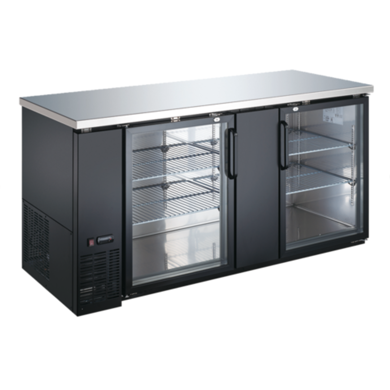 U-STAR USBB-6928G 69.1"W Back Bar Bottle Cooler With Glass Doors And Shelves