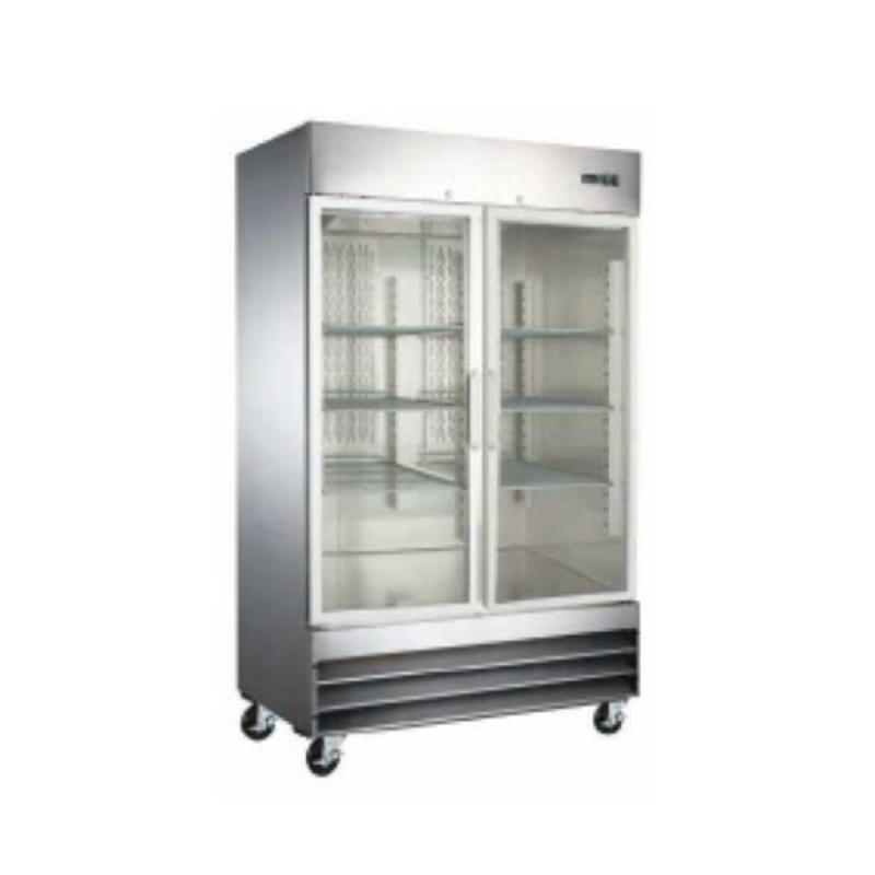 U-STAR USRF-2D-G 54"W Two-Section Glass Door Reach-In Refrigerator With Clear Doors And Spacious Interior