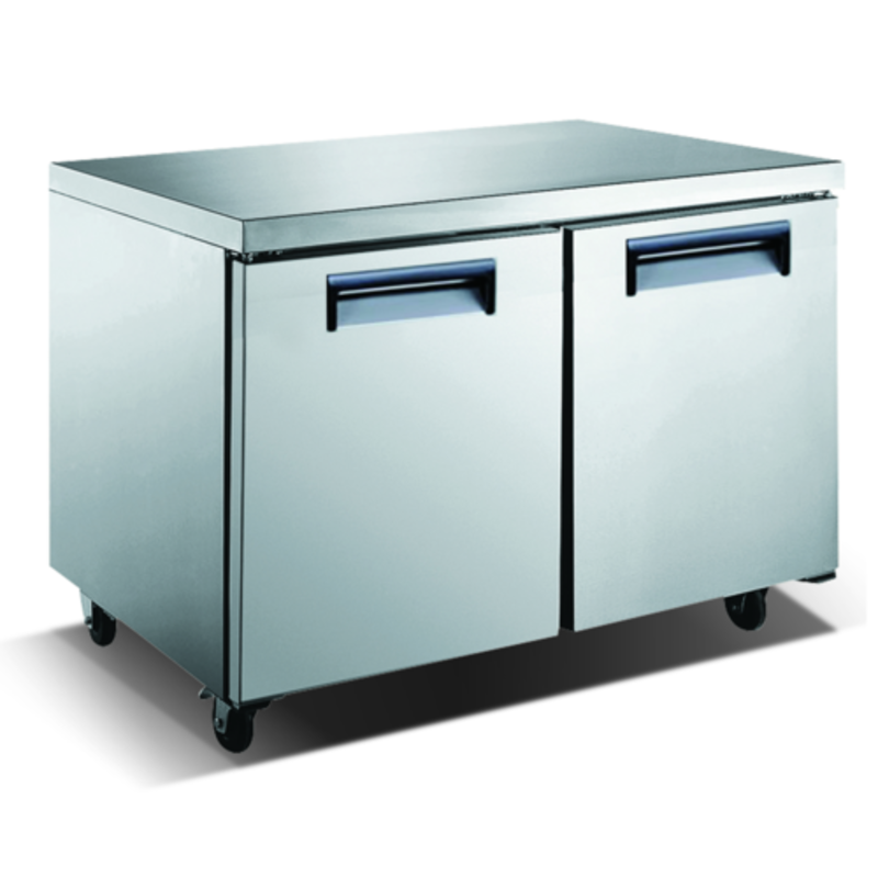 U-STAR USUCRF-48 Undercounter Refrigerator For Commercial Kitchens With Two Doors And Flat Worktop
