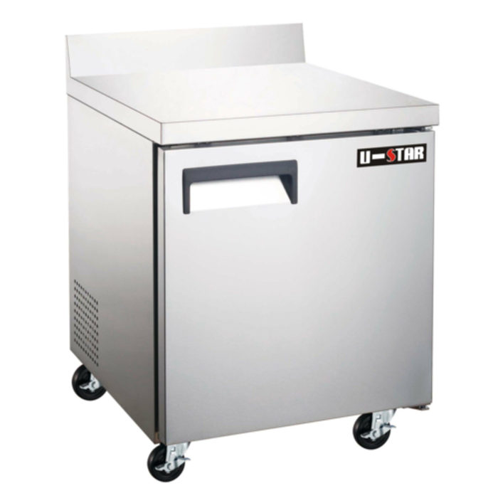U-STAR USWF-1D 27 inch worktop freezer counter stainless steel 1-door undercounter freezer with worktop on casters