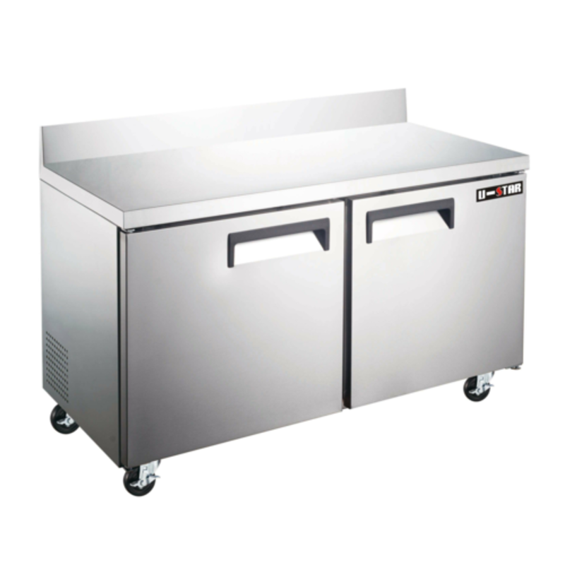 Refrigerated Worktop Counter U-STAR USWR-2D Two-Door Design With Durable Stainless Steel Construction