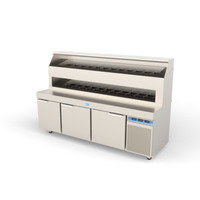 Randell 8396D-290 96"W Refrigerated Raised Rail Pizza Prep Table