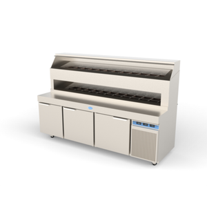 Randell 8396D-290 96"W Refrigerated Raised Rail Pizza Prep Table