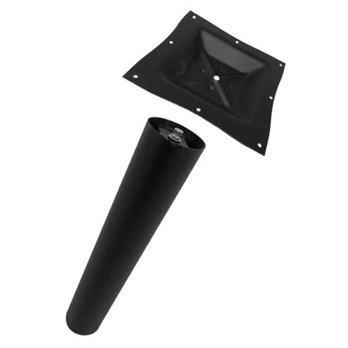 OMCAN 43207 Colonne de support de table de restaurant de hauteur standard de 4,5 pouces de diamètre, base de table noire et plaque de fixation