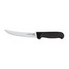 Omcan 12848 Professional 6-Inch Straight Stiff Blade Boning Knife with straight stiff blade and black ergonomic handle