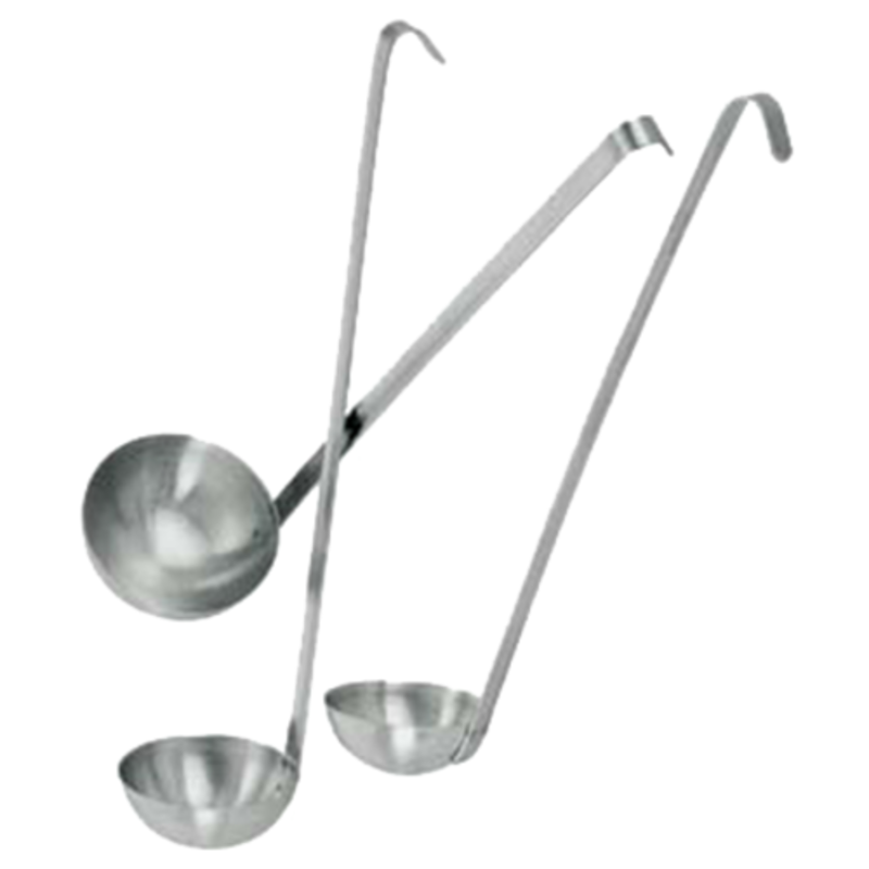 Omcan 80407 Stainless Steel Serving Ladle with 4 oz Capacity, long-handle commercial ladle for soups, sauces, gravies