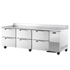 True TWT-93D-6-HC 93 1/4" Commercial Worktop Refrigerator With 6 Door Sections.