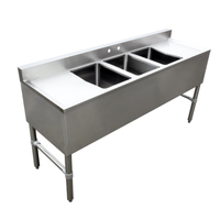 Alt Tag: OMCAN 72-Inch Stainless Steel Three Compartment Underbar Sink Unit, 304 stainless steel commercial underbar sink with three basins