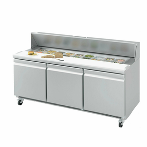 Infrico IRT-UC72P Table de préparation réfrigérée à trois sections pour sandwichs et salades de 184,5 cm