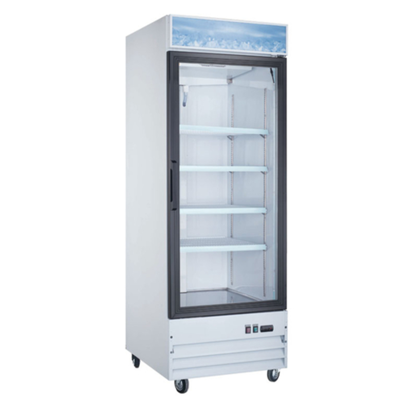 Omcan 50036 Glass Door Merchandiser Refrigerator With Clear Swing Door For Easy Product Visibility