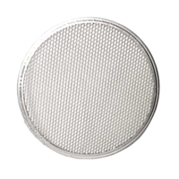 Alt Tag: Omcan 13486 23-Inch Aluminum Crimped Heavy-Duty Pizza Screen round fine mesh aluminum pizza baking screen for crispy crust