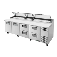 True Manufacturing TPP-AT-119D-4-HC 119.25-Inch Refrigerated Pizza Prep Table