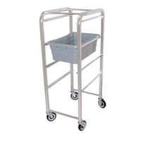 Alt Tag: OMCAN 13495 Aluminum Lug Rack with 4 Slide Capacity heavy-duty aluminum lug rack cart with casters for commercial kitchens