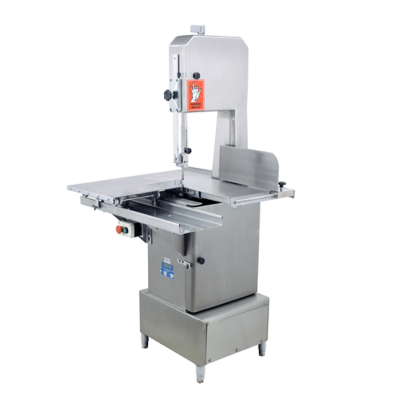 Alt Tag: OMCAN 45978 2 HP Electric Stainless Steel Floor Band Saw semi-industrial meat and bone cutting band saw with stainless steel table