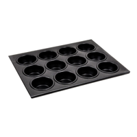 Plaque à muffins commerciale standard Omcan 80630 en acier aluminisé à 12 tasses