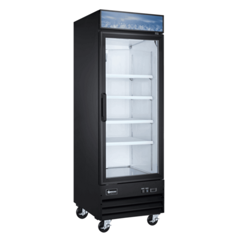 OMCAN 51029 27-Inch Black Glass Door Freezer Merchandiser With Clear Shelving