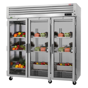Réfrigérateur à trois sections avec portes vitrées Turbo Air PRO-77R-G-N de 77-3/4 po de largeur