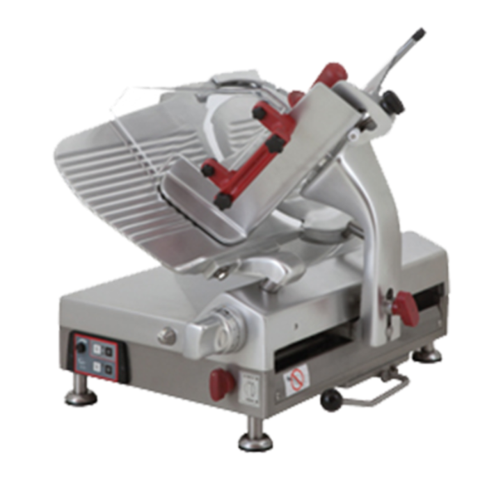 Alt Tag: TRENTO 39477 13-Inch Blade Gear-Driven Automatic Commercial Meat Slicer with 13-inch blade, automatic carriage, commercial deli slicer