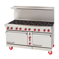 American Range ARGF-12G-8B-CL 60" Green Flame Commercial Gas Range With Griddle And Dual Ovens