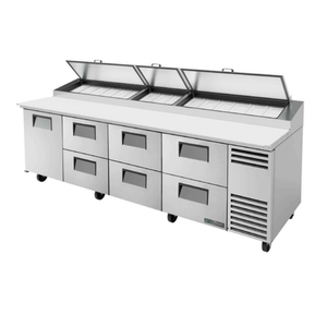 Table de préparation de pizzas réfrigérée True TPP-AT-119D-6-HC de 302 cm avec comptoir
