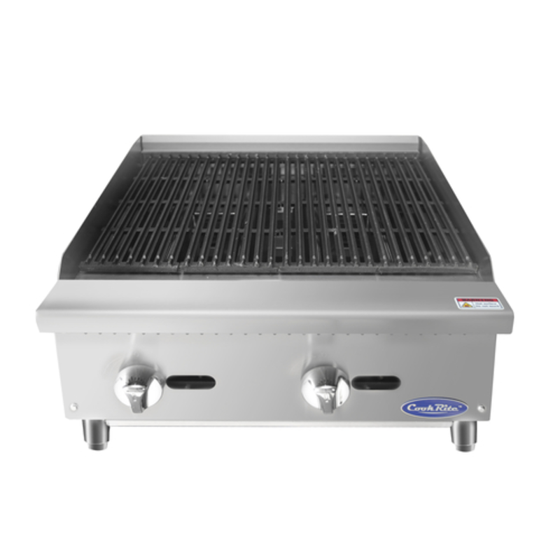 Cook Rite ATRC-24 24-Inch Heavy Duty Gas Countertop Charbroiler With Two Burners And Radiant Cooking Surface