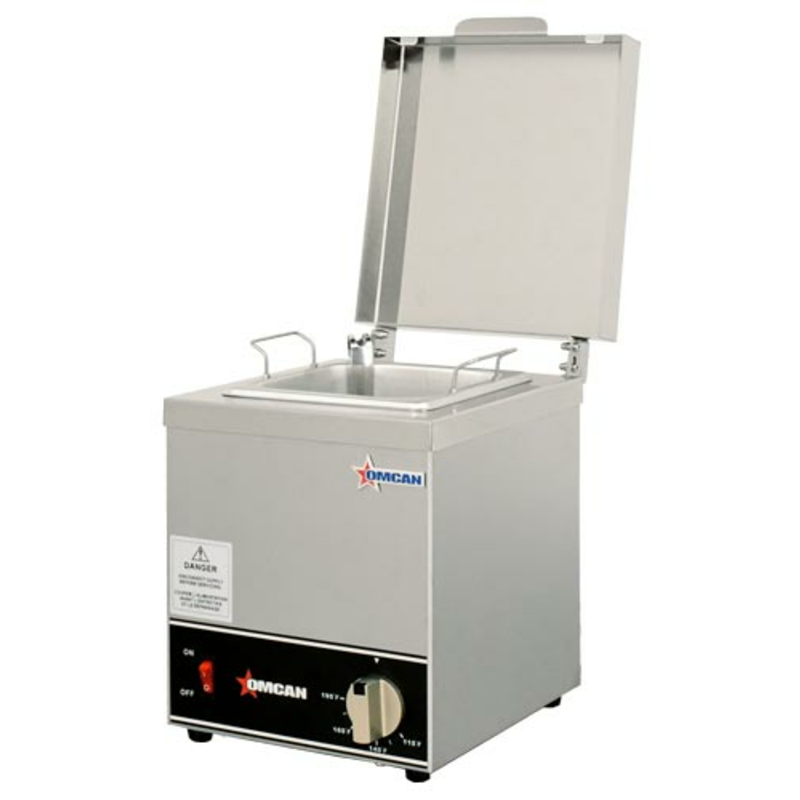 Omcan 44181 2.64 Quart Countertop Food Topping Sauce Warmer stainless steel single sauce pot warmer with hinged lid