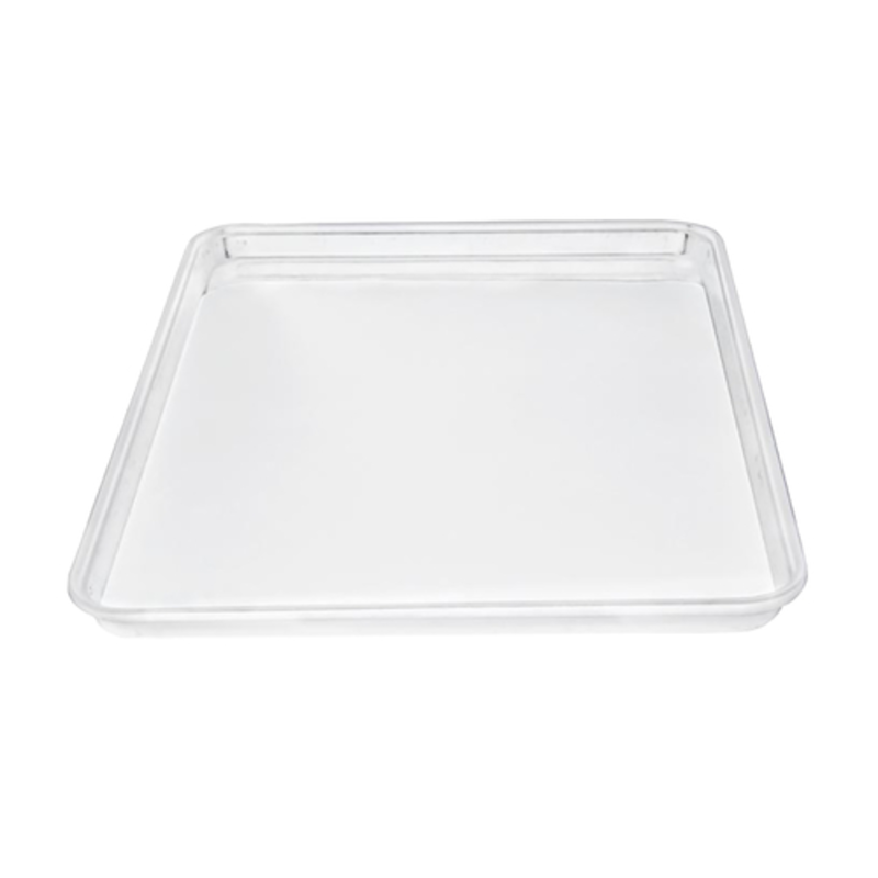 Alt Tag: Omcan 85260 8 x 24-inch Durable Melamine Market Bakery Display Tray rectangular white melamine tray for bakery deli displays