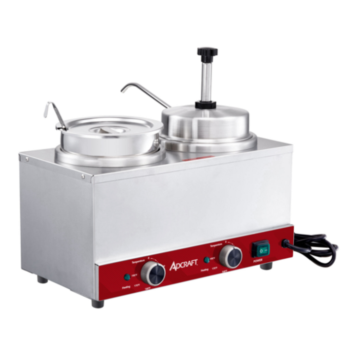 Adcraft NCW1P1L120 18.3" Dual Kettle Food Topping Warmer Dispenser