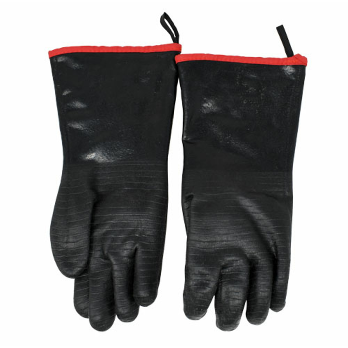 Tag alternatif : Omcan 47260 Commercial Bakery gants résistants à la chaleur haute température pour usage au four, gants noirs avec bordure rouge