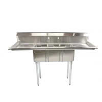 OMCAN 39764 62" Three Compartment Stainless Steel Sink w/ Drainboards