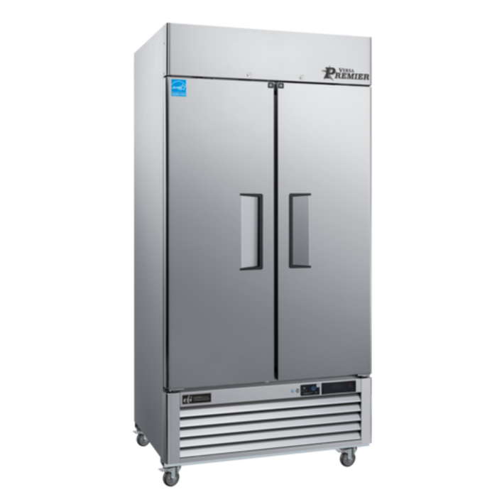 39 Inch Two Door Reach In Refrigerator With Stainless Steel Exterior And Easy Access Doors