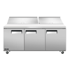 Omcan 58009 Juneau 72.4" Wide Refrigerated Sandwich Salad Prep Table stainless steel 3-door commercial prep table