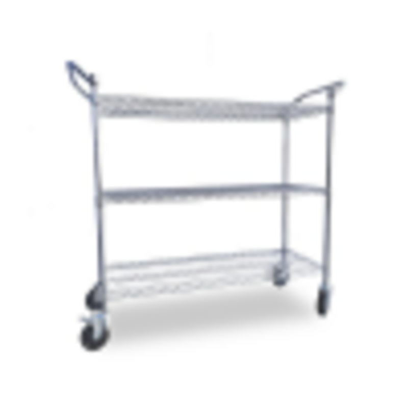 OMCAN 49142 600 lbs Capacity Chrome Plated Wire Shelving Cart 3-tier utility cart with double handle and casters