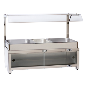 Cadco CMLB-CSG 28" x 18.25" Buffet Warmer with Sneeze Guard