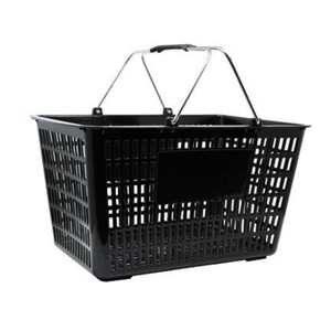 Omcan 43028 50 lb. Capacity Black Plastic Shopping Hand Basket