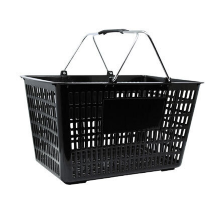 Omcan 43028 50 lb. Capacity Black Plastic Shopping Hand Basket