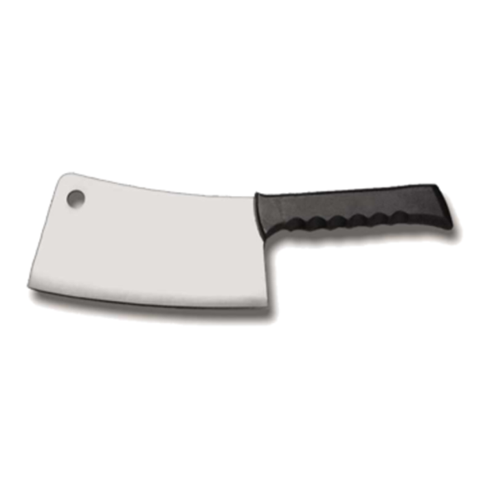 Alt Tag: OMCAN 10550 8-inch Blade Polypropylene Handle Heavy Duty Meat Cleaver stainless steel blade with black polypropylene handle