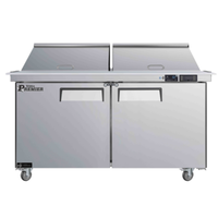 Versa Premier Mega Top Cooler Prep Table with Dual Sections for Efficient Food Preparation.