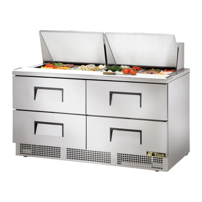 Meuble de préparation True TFP-64-24M-D-4 Mega Top de 64 po avec tiroirs