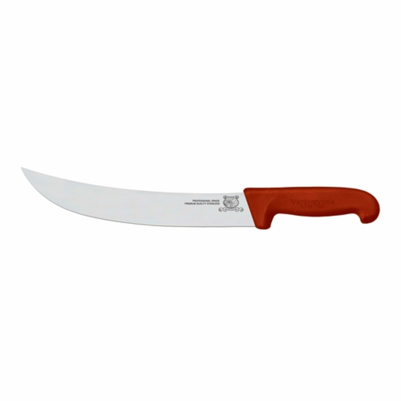 Durable Stainless Steel Steak Knife with Red Handle for Effortless Cutting in Kitchen or Restaurant