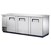 True TBB-4PT-S Stainless Steel Pass-Thru Back Bar Cooler With Three Doors And A Smooth Top