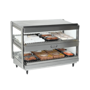 Nemco 6480-36S 36"W Heated Display Slanted Dual Shelf Merchandiser