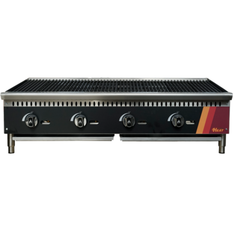 Alt Tag: Versa Heat 48 Inch Natural Gas Countertop Lava Rock Charbroiler 4-burner commercial countertop charbroiler with cast iron grates