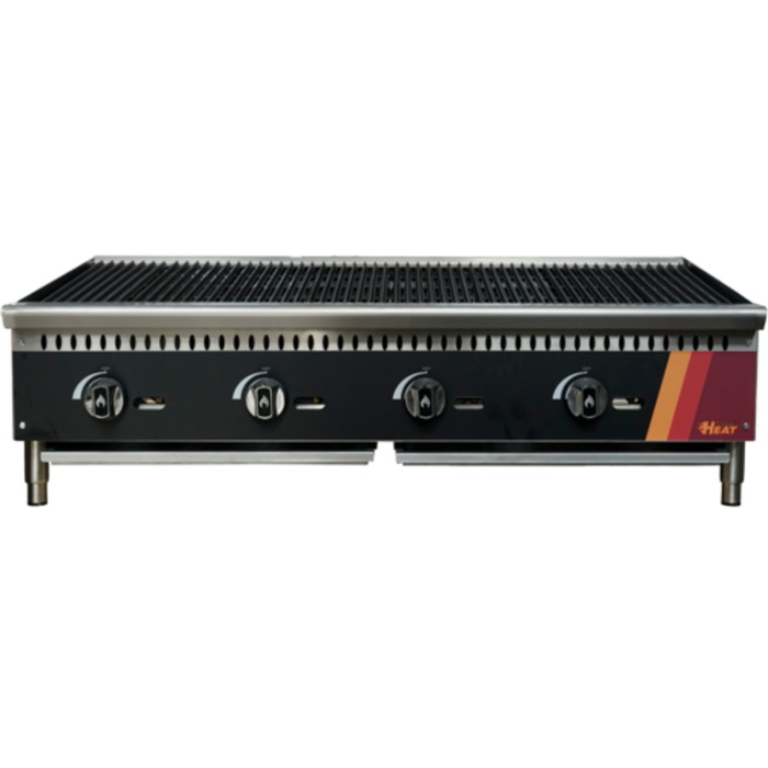 Alt Tag: Versa Heat 48 Inch Natural Gas Countertop Lava Rock Charbroiler 4-burner commercial countertop charbroiler with cast iron grates