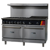 60 Inch Gas Restaurant Range With Charbroiler Featuring Multiple Burners And Dual Ovens In A Durable Stainless Steel Design