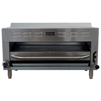 Étiquette alternative : Versa-Heat HSM36-N Salamandre au gaz naturel de 36 pouces de largeur Gril de cuisine commerciale en acier inoxydable vue de face