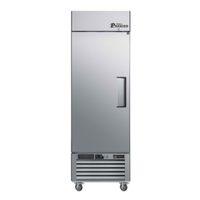 Alt Tag: Versa Premier C1-27VCP-L 27 Inch Single Solid Door Reach-In Refrigerator stainless steel commercial cooler with casters